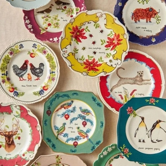 NWT Anthropologie Lou Rota 12 Days of Christmas Geese Laying Side Plate - Picture 2 of 3